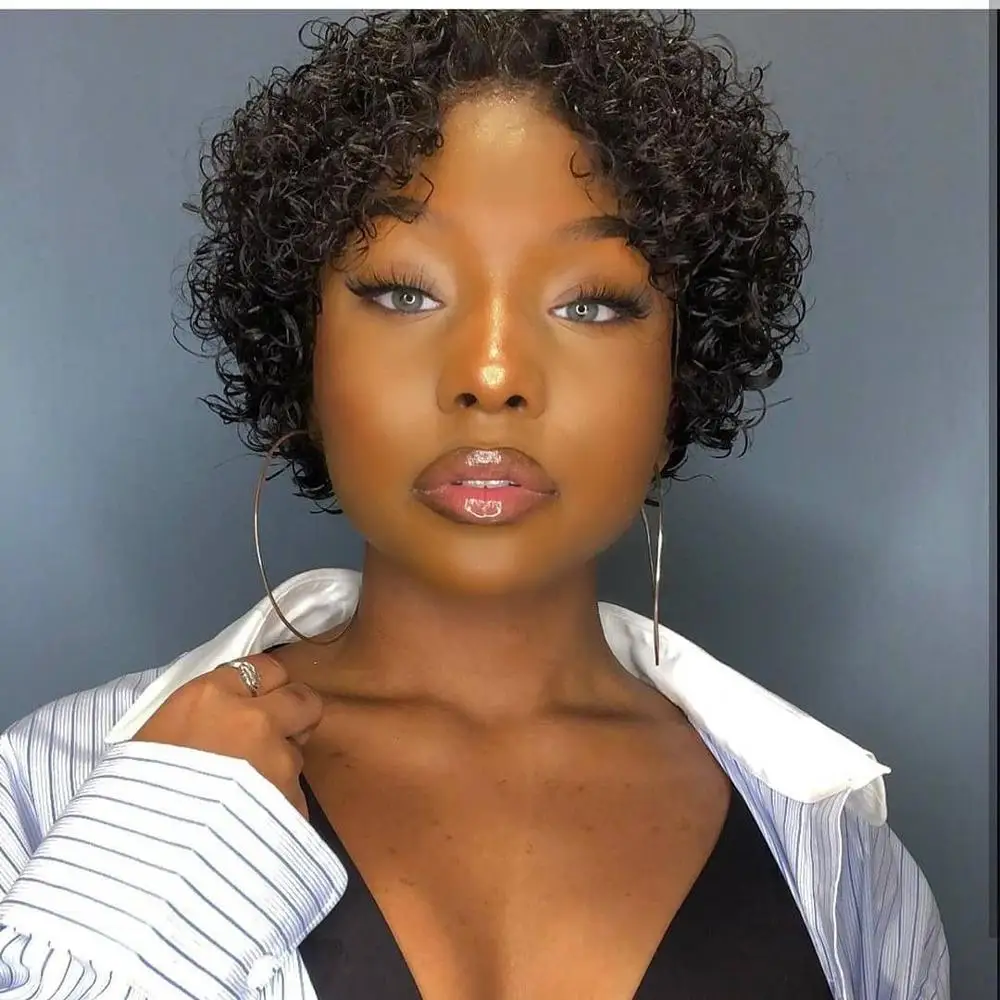 Short Curly Human Hair Wigs Pixie Cut Brazilian Remy Short Wigs Human Hair Natural Black Kinky Curly Wig for Woman 180% Density
Short Curly Human Hair Wigs Pixie Cut Brazilian Remy Short Wigs Human Hair Natural Black Kinky Curly Wig for Woman 180% Density