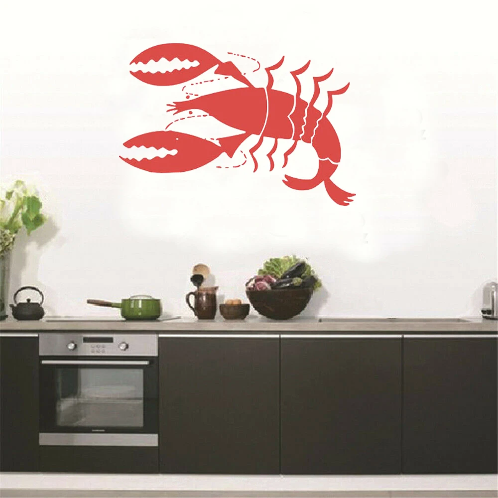 Новый Дизайн Наклейка на стену Лобстер морская еда Кафе Кухня Ресторан домашний
