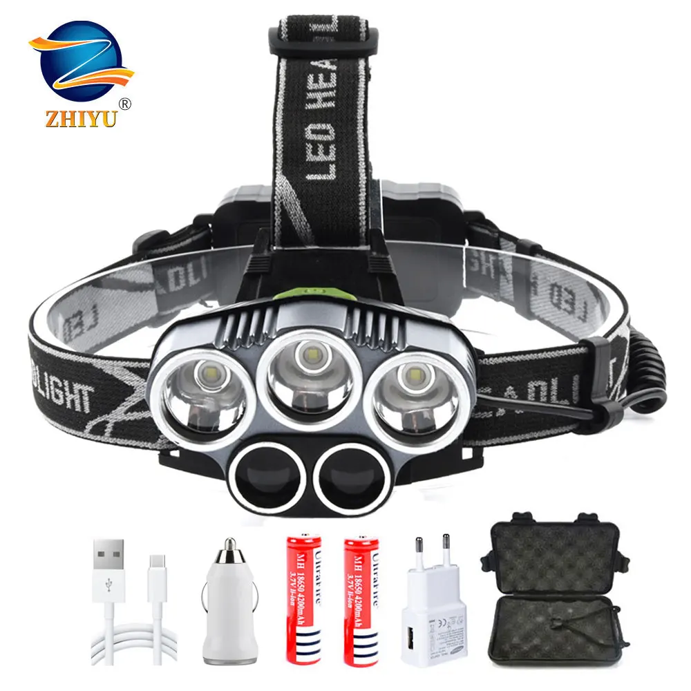

ZHIYU High Power 3 T6 2 XPE LED Headlamp USB Rechargeable 6 Modes Waterproof 18650 Headlights Outdoor Fishing Camping Flashlight