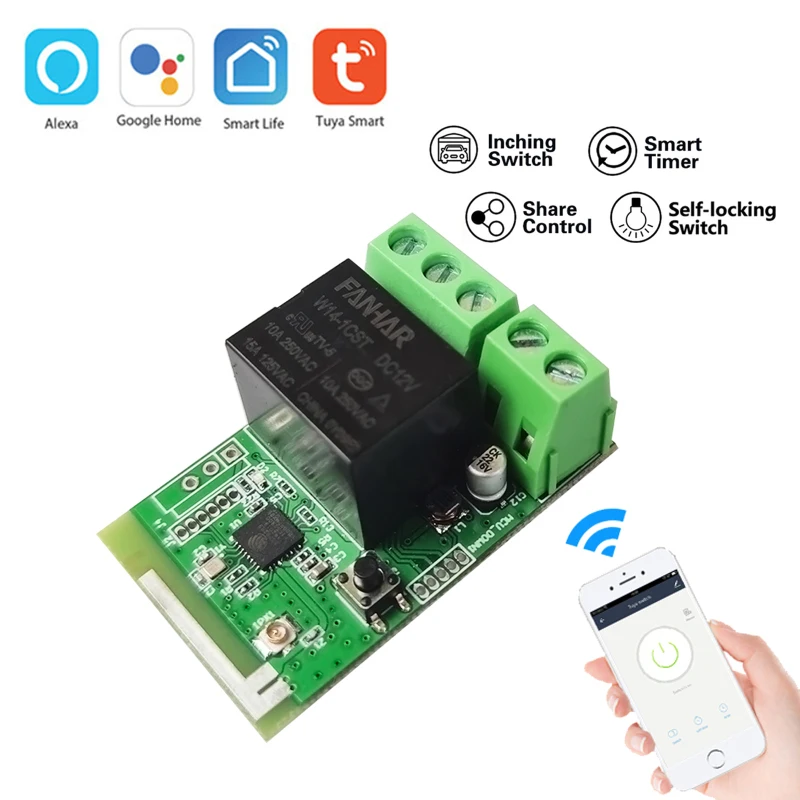 WiFi Relay Tuya Smart Switch Module 12V Smart life APP Remote Control Timer DIY Inching Self-Locking Work with Alexa Google Home
WiFi Relay Tuya Smart Switch Module 12V Smart life APP Remote Control Timer DIY Inching Self-Locking Work with Alexa Google Home