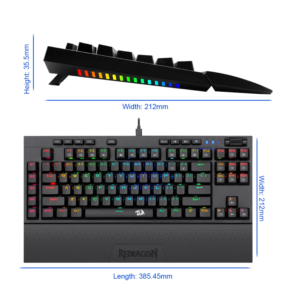 REDRAGON Vishnu RGB USB Mechanical Gaming Keyboard 2.4G wireless dual mode Red Switch 87 Keys Computer Russian us K596
REDRAGON Vishnu RGB USB Mechanical Gaming Keyboard 2.4G wireless dual mode Red Switch 87 Keys Computer Russian us K596