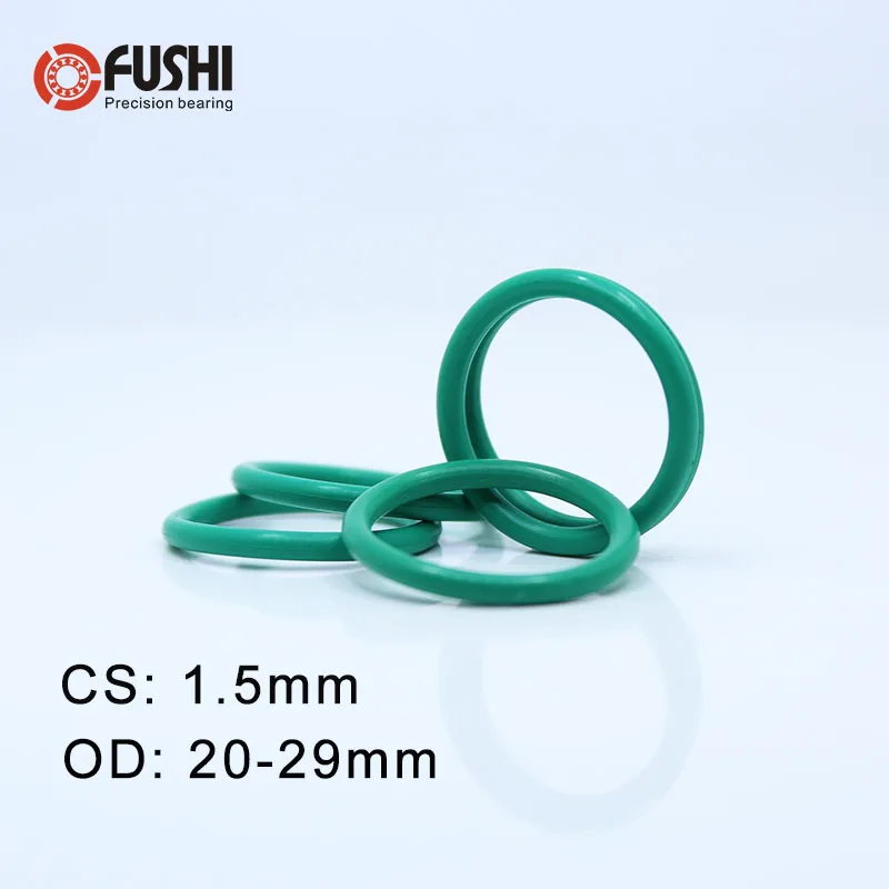 

CS1.5mm FKM Rubber O RING OD 20/21/22/23/24/25/26/27/28/29*1.5 mm 100PCS O-Ring Fluorine Gasket Oil seal Green ORing