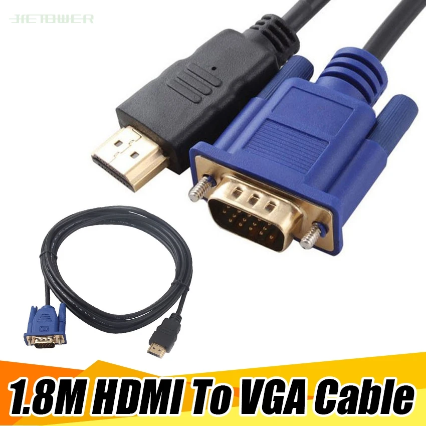 50 шт./лот Цена по прейскуранту завода Горячая продажа 1 8 м HDMI кабель к VGA 1080P HD с