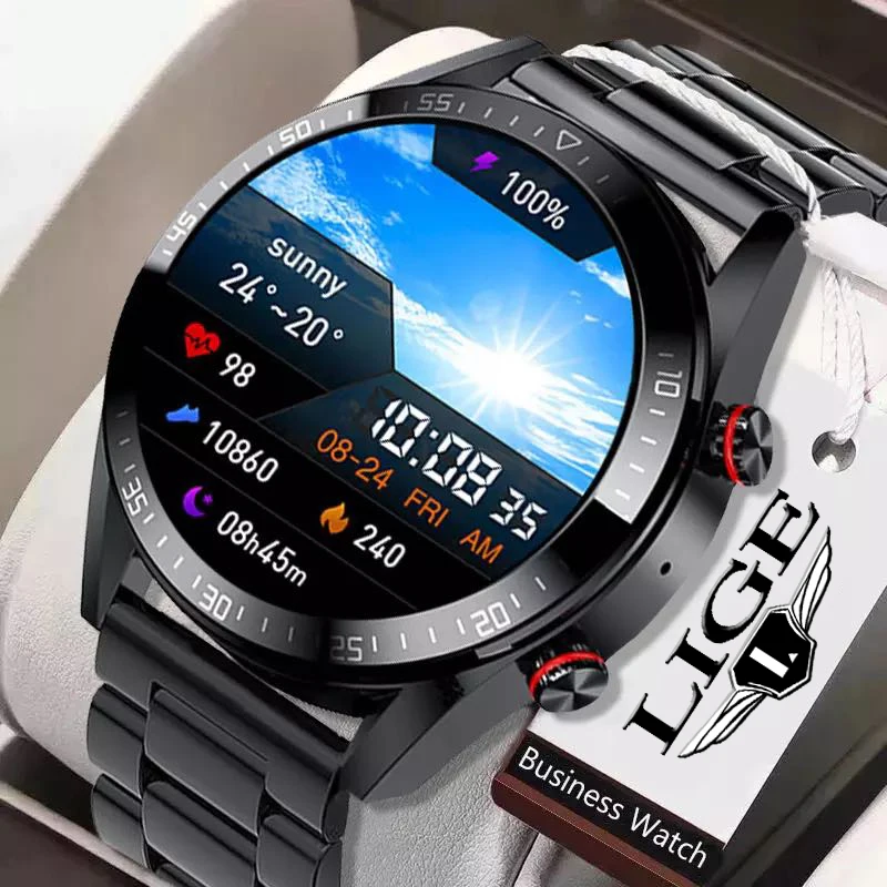 Смарт-часы LIGE мужские с поддержкой Bluetooth и функцией звонка | Электроника