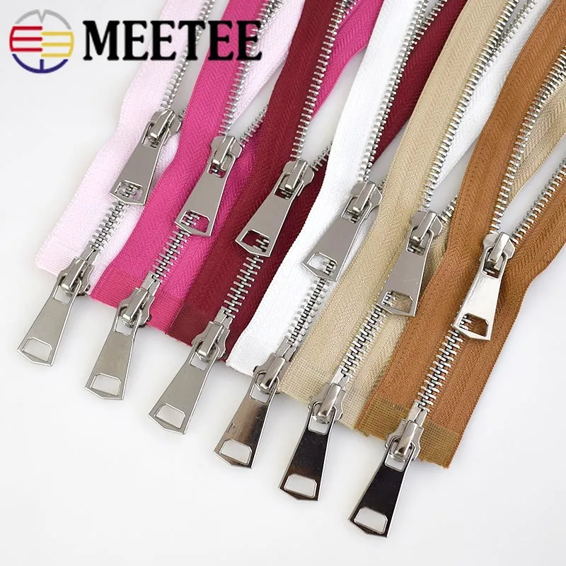 

Meetee 5# Metal Zippers 70/90/120cm Double-slider Long Open-end Zip Down Jacket Coat DIY Garment Sewing Accessories Tailor Tools