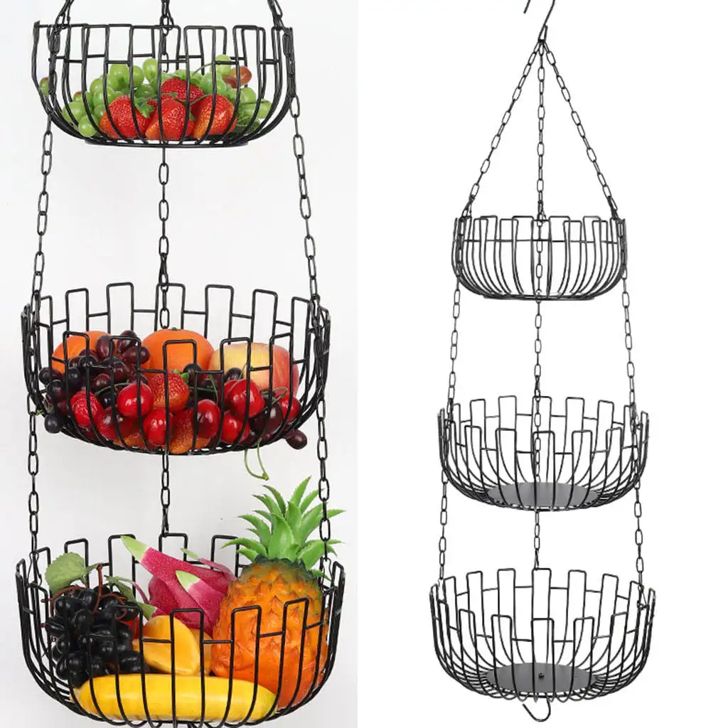 Artistic Design 3 Tier Iron Hanging Hollow Fruit Hanging Basket Folding Hanging Basket Storage Tools
Artistic Design 3 Tier Iron Hanging Hollow Fruit Hanging Basket Folding Hanging Basket Storage Tools
