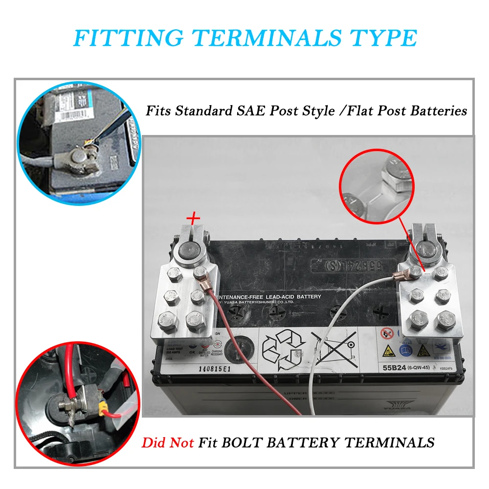 1 Pair Multi-Connection Aluminum Marine Battery Terminals Flat Battery Clamps Lead Fit 4/0 Awg Lugs Positive Negative
1 Pair Multi-Connection Aluminum Marine Battery Terminals Flat Battery Clamps Lead Fit 4/0 Awg Lugs Positive Negative