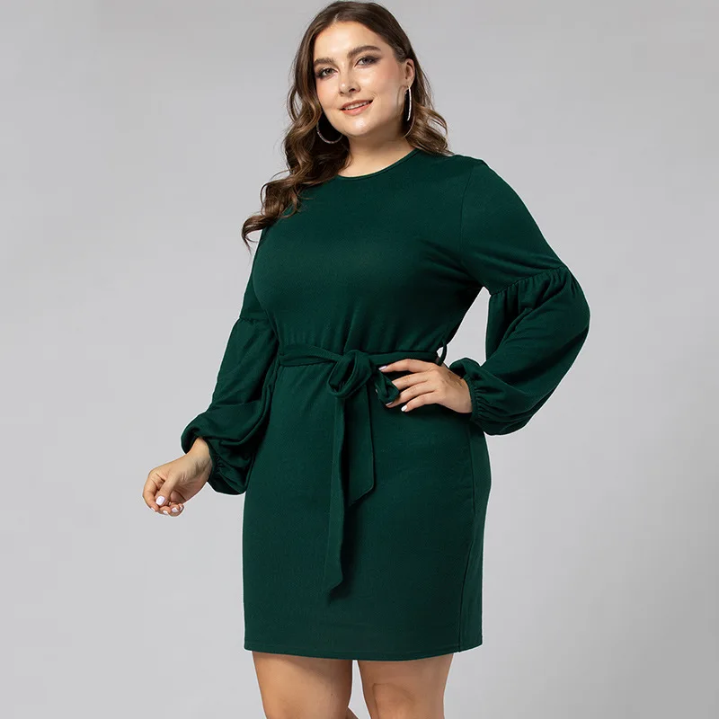 Women's Large Size Dress Green Sashes Ladies Dresses Long Lantern Sleeve Vintage Mini Pencil Skirt for Female
Women's Large Size Dress Green Sashes Ladies Dresses Long Lantern Sleeve Vintage Mini Pencil Skirt for Female