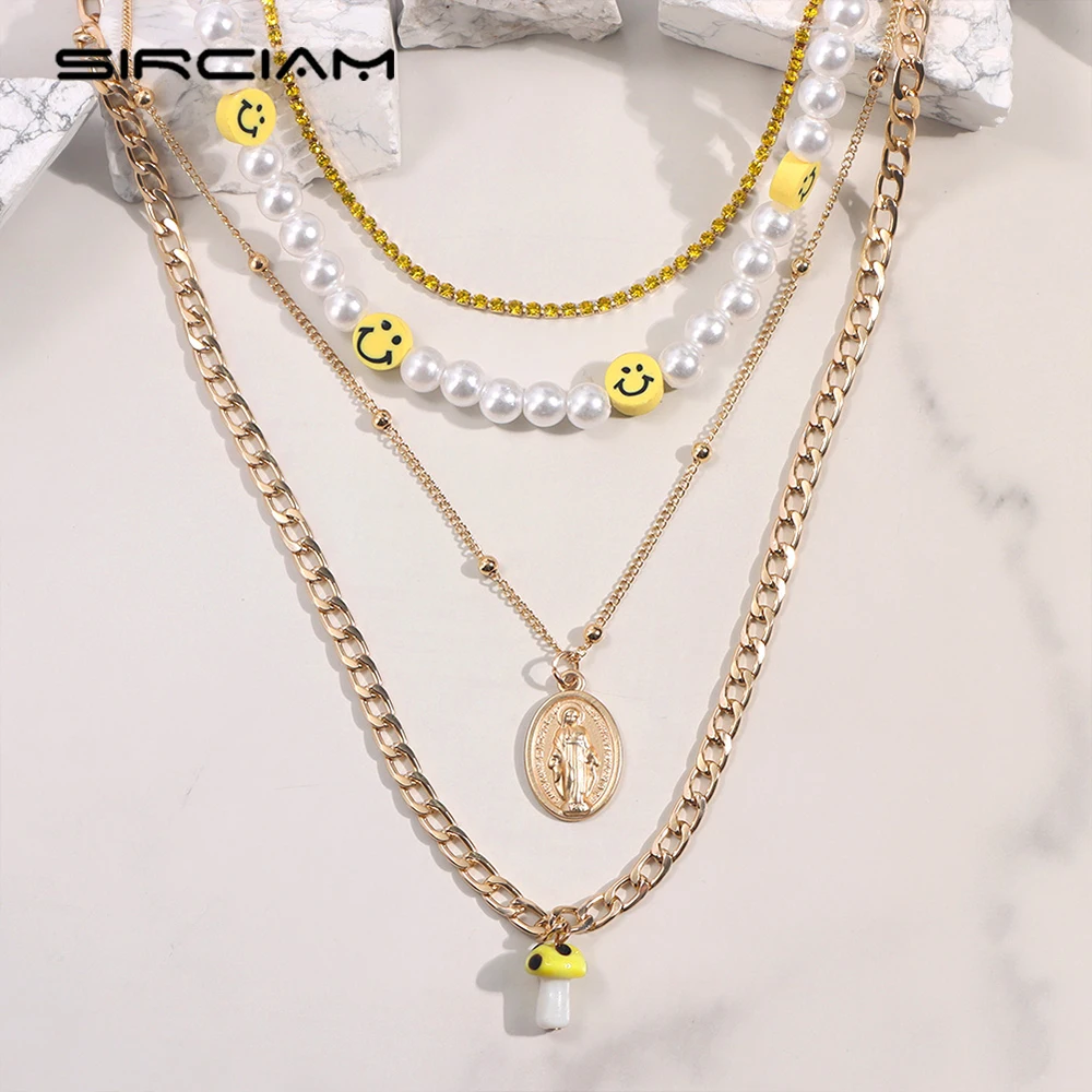 Layered Yellow Mushroom Portrait Smiley Beaded Necklace For Women Imitation Pearls Choker Boho Necklaces Beach Vacation Jewelry
Layered Yellow Mushroom Portrait Smiley Beaded Necklace For Women Imitation Pearls Choker Boho Necklaces Beach Vacation Jewelry