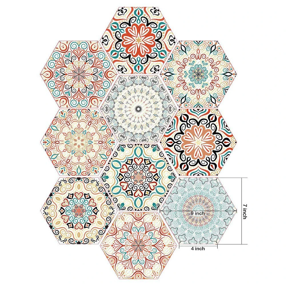 10pcs Mandala Decorative Tile Stickers Set Self-Adhesive Peel and Stick Hexagon Backsplash Tile Sticker for Kitchen Bathroom
10pcs Mandala Decorative Tile Stickers Set Self-Adhesive Peel and Stick Hexagon Backsplash Tile Sticker for Kitchen Bathroom