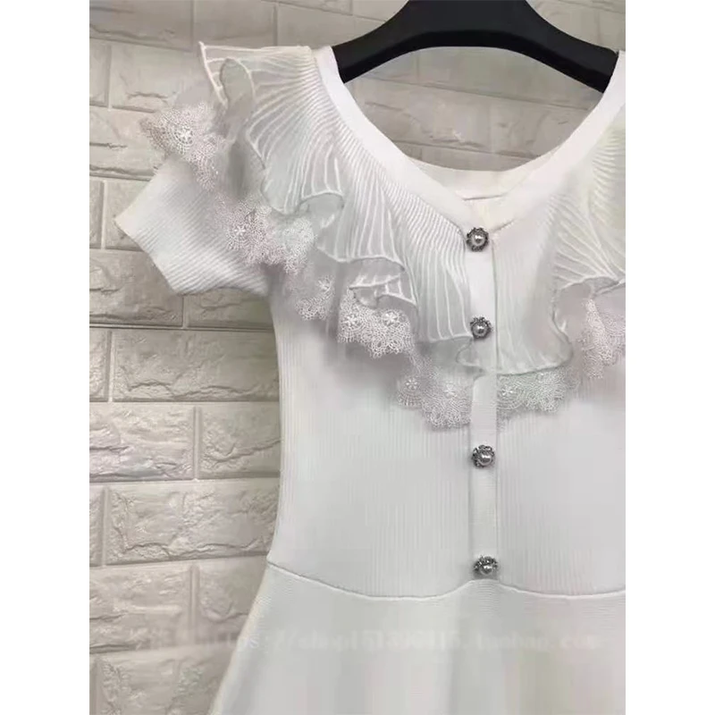 HarleyFashion Trend French Style Elegnat V-neck Short Sleeve Lace Patchwork Collar White A-line Stretchy Casual Knitting Dress
HarleyFashion Trend French Style Elegnat V-neck Short Sleeve Lace Patchwork Collar White A-line Stretchy Casual Knitting Dress