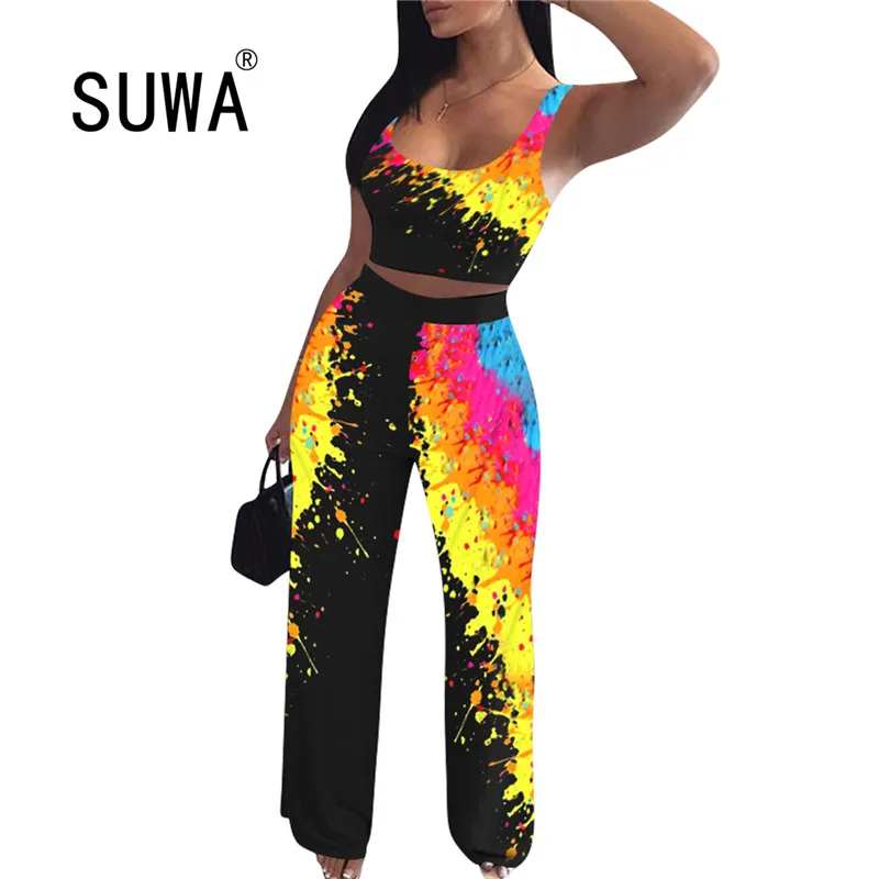 Casual Two Piece Sets Women Fashion Square Collar Sleeveless Crop Tops High Waist Straight-Leg Pants Sets With Graffiti Printed
Casual Two Piece Sets Women Fashion Square Collar Sleeveless Crop Tops High Waist Straight-Leg Pants Sets With Graffiti Printed