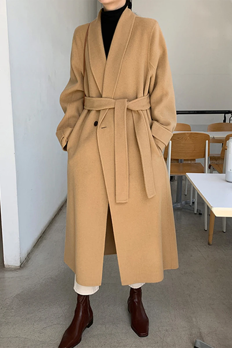 Autumn Winter Solid Turn Down Collar Single Button Buckle Straps Waist Long Women Coats
Autumn Winter Solid Turn Down Collar Single Button Buckle Straps Waist Long Women Coats