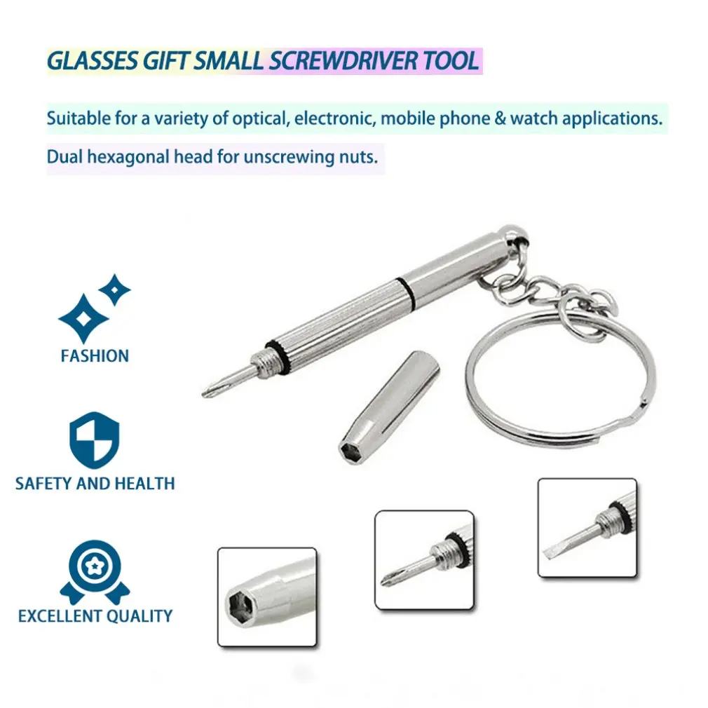 Eyeglass Screwdriver Mini Hand Tool 3-in-1 Eyeglass Screwdriver Sunglass Watch Repair Kit with Keychain Multifunction Sunglass
Eyeglass Screwdriver Mini Hand Tool 3-in-1 Eyeglass Screwdriver Sunglass Watch Repair Kit with Keychain Multifunction Sunglass