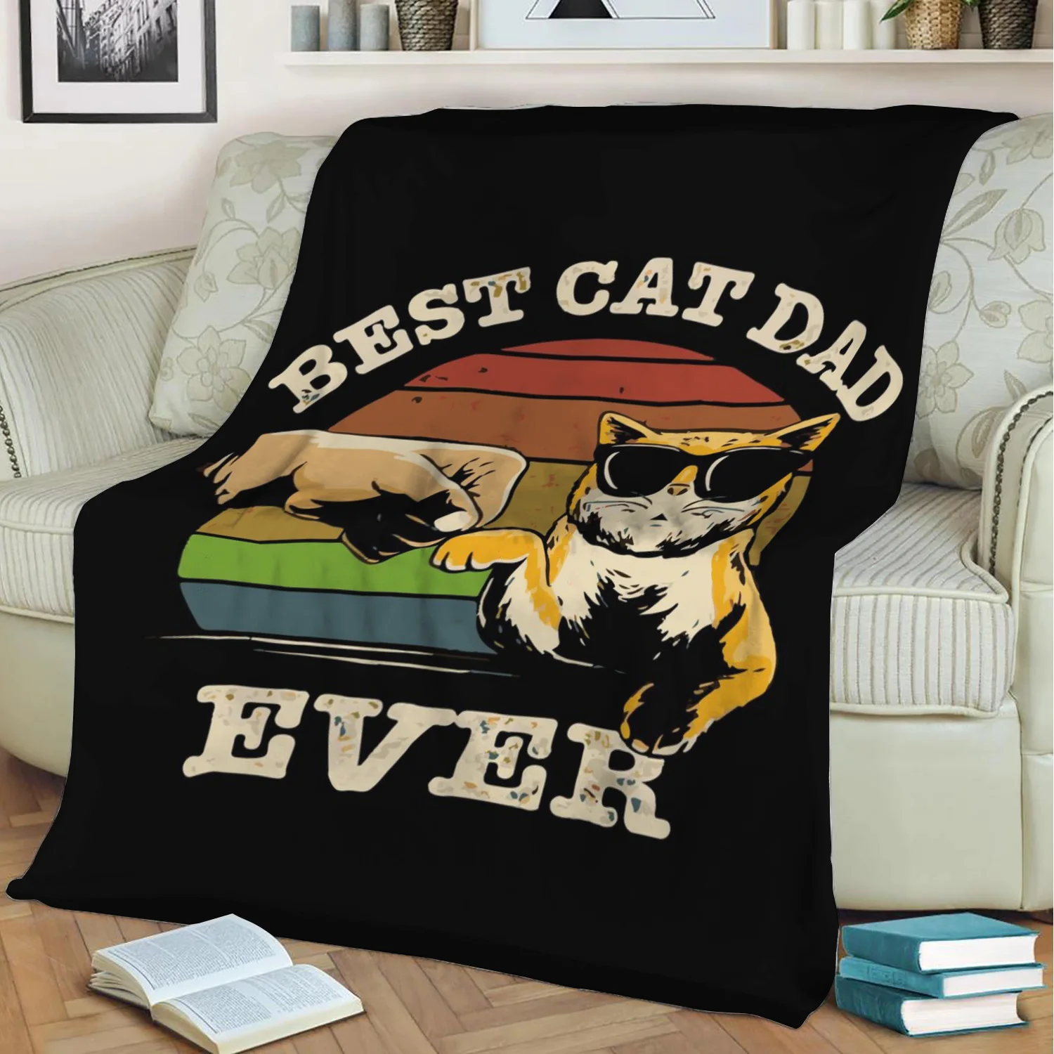 Фланелевое Одеяло Best Cat Dad ever детское одеяло с 3D принтом сохраняющее тепло диван
