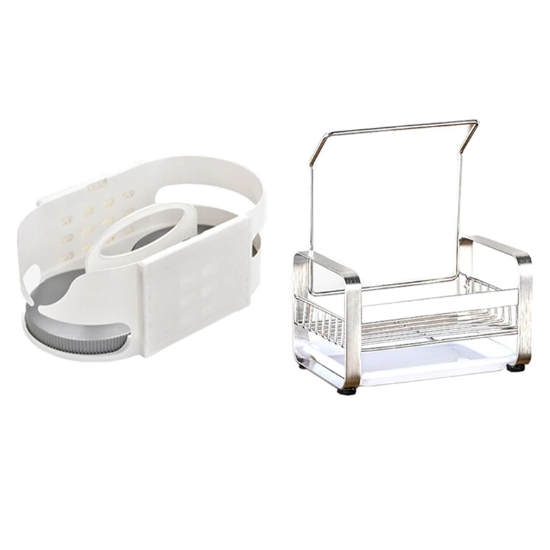 Large Sponge Holder Kitchen Sink Caddy Cleaning Brush Soap Rack, with Drain Tray & Double Roller Rotating Storage Box
Large Sponge Holder Kitchen Sink Caddy Cleaning Brush Soap Rack, with Drain Tray & Double Roller Rotating Storage Box