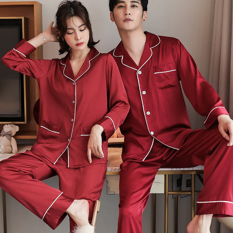 Women Men Loungewear Burgundy Sleepwear Satin Pajamas Couple Set Soft Pyjamas Suit Pijama Plus Size 3XL
Women Men Loungewear Burgundy Sleepwear Satin Pajamas Couple Set Soft Pyjamas Suit Pijama Plus Size 3XL