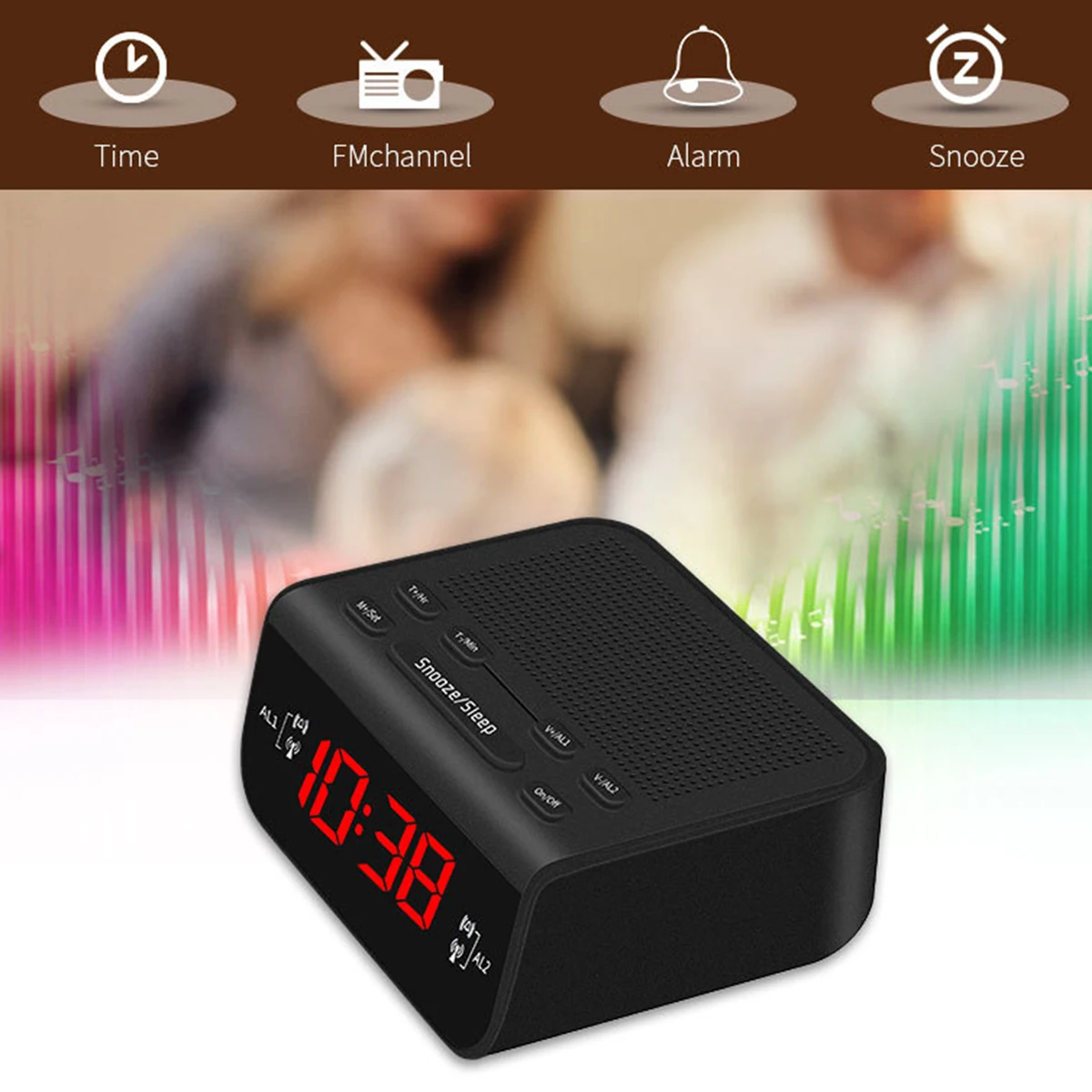

Radio Clock Digital Time Alarm Clocks Radio Multi-Function FM Radios LED Display With EU Plug Sleep Function 24 Hours