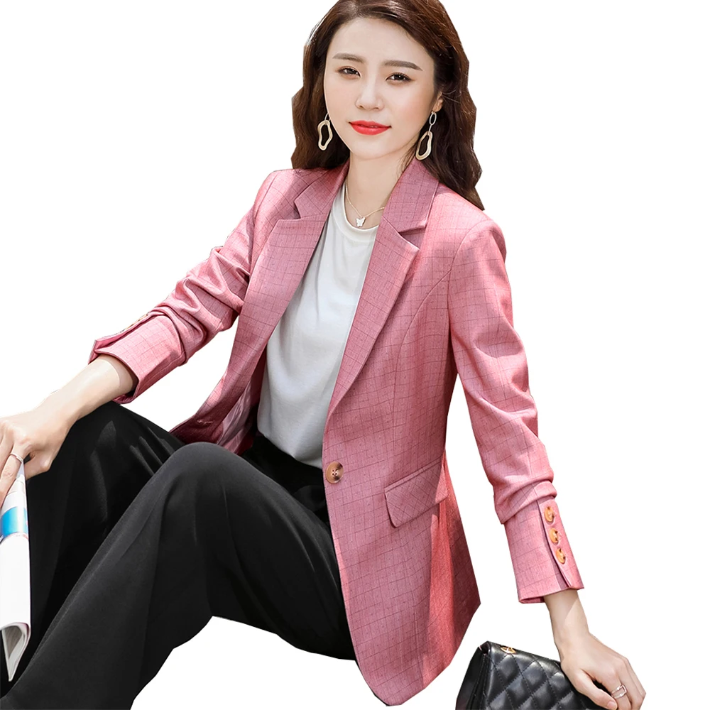 Fashion Spring Autumn Pink Apricot Blue Gray Plaid Blazer Ladies Women New Arrival Female Formal Single Button Jacket Coat
Fashion Spring Autumn Pink Apricot Blue Gray Plaid Blazer Ladies Women New Arrival Female Formal Single Button Jacket Coat