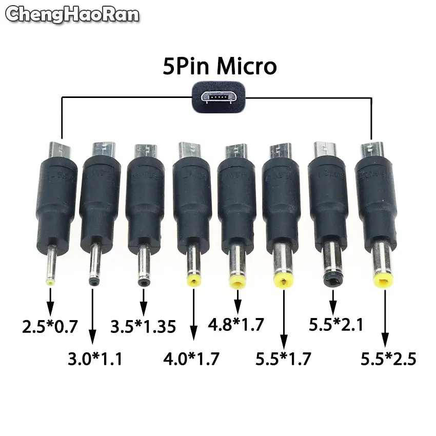 ChengHaoRan 5-контактный Micro USB штекер к DC 3,5*1,35 5,5*2,1 2,5 4,8*1,7 мм разъем питания для зарядки телефона ноутбука планшета адаптер
ChengHaoRan 5-контактный Micro USB штекер к DC 3,5*1,35 5,5*2,1 2,5 4,8*1,7 мм разъем питания для зарядки телефона ноутбука планшета адаптер