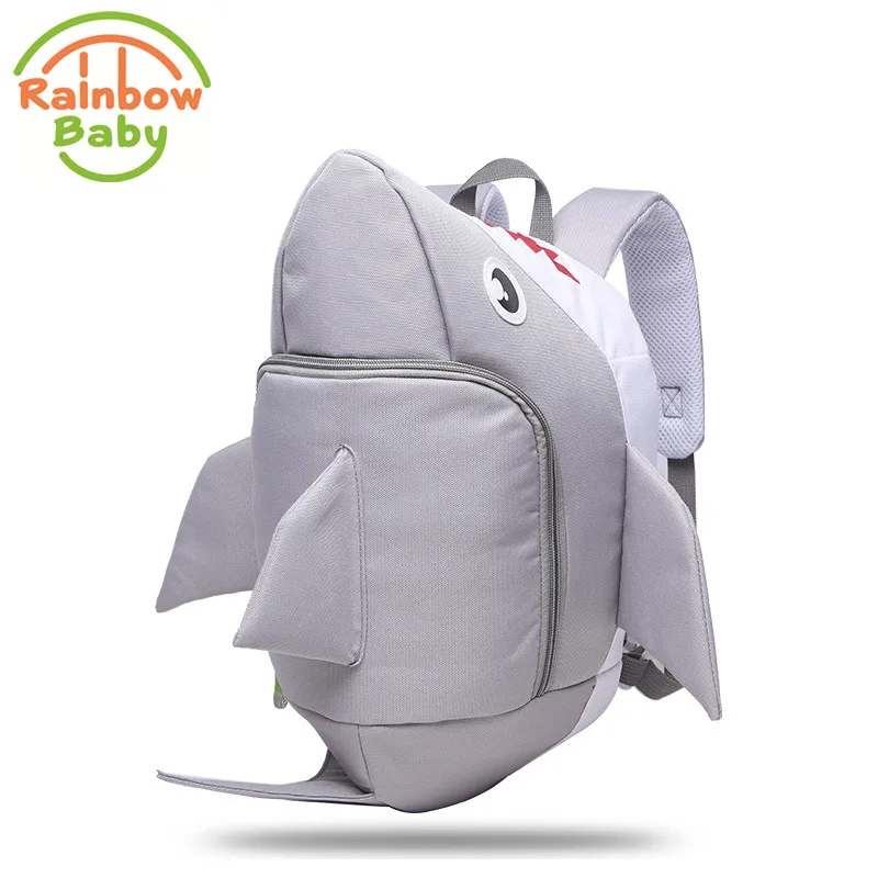 Радужная детская 3D модель Акула детские сумки анти потеря школьные для мальчиков