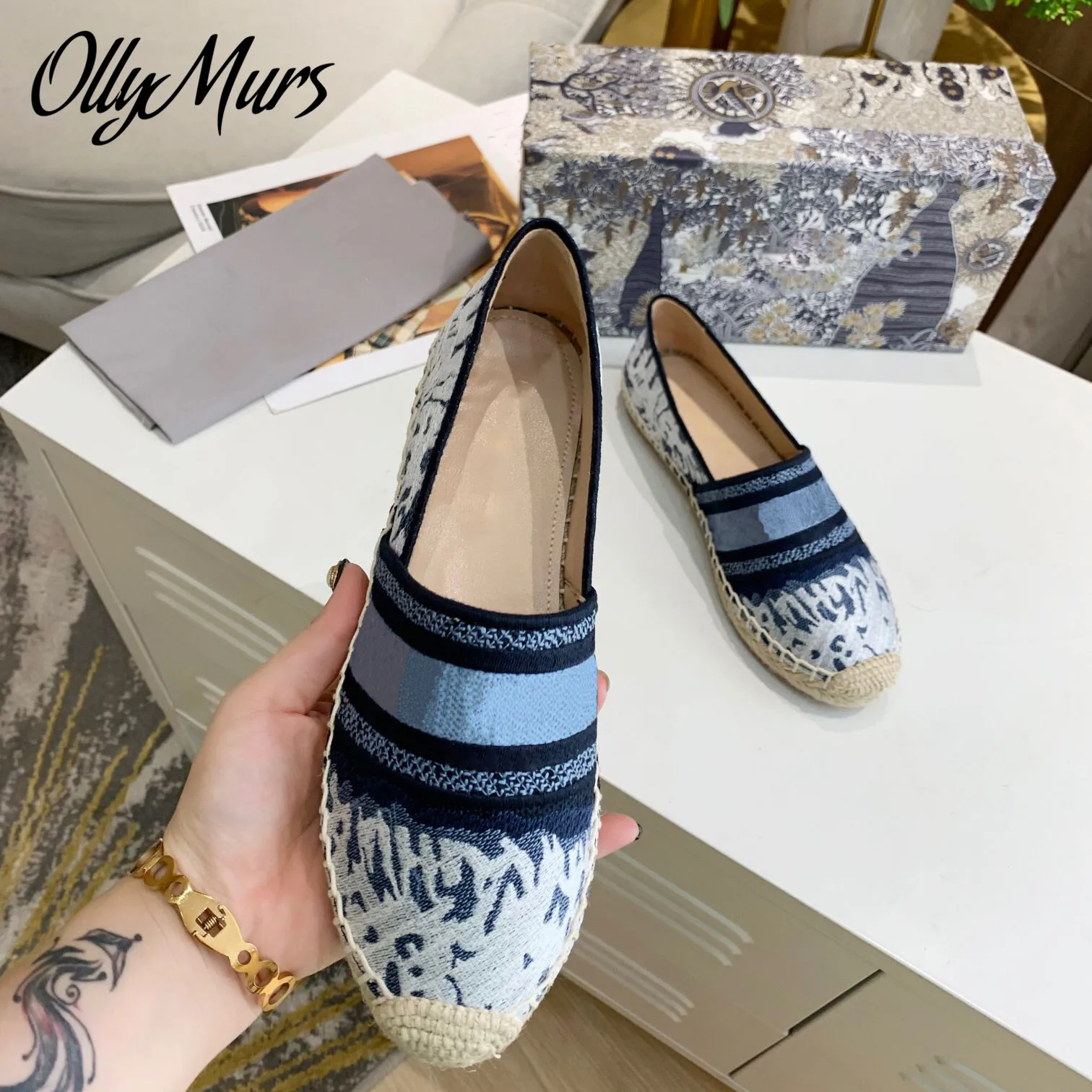 New Summer Floral Embroidery Slip On Luxury Brand Loafer Fashion Breathable Flats Shoes Women Zapatos Mujer