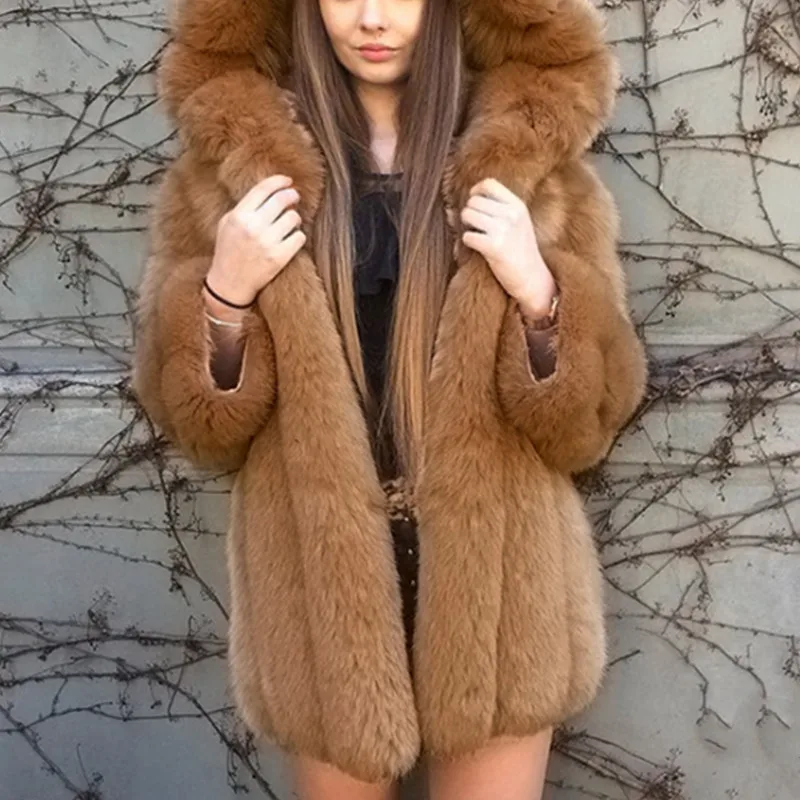 2021 Ladies Winter Faux Fur Hooded Jacket Ladies Warm Thick Hooded Stitching Mid-length Coat Jacket For Woman
2021 Ladies Winter Faux Fur Hooded Jacket Ladies Warm Thick Hooded Stitching Mid-length Coat Jacket For Woman
