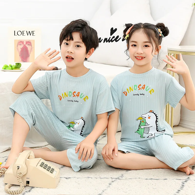 Пижамный комплект с динозавром, детская одежда, костюм, летняя одежда с коротким рукавом, кондиционер, детские пижамы с героями мультфильмо... 
Пижамный комплект с динозавром, детская одежда, костюм, летняя одежда с коротким рукавом, кондиционер, детские пижамы с героями мультфильмо...