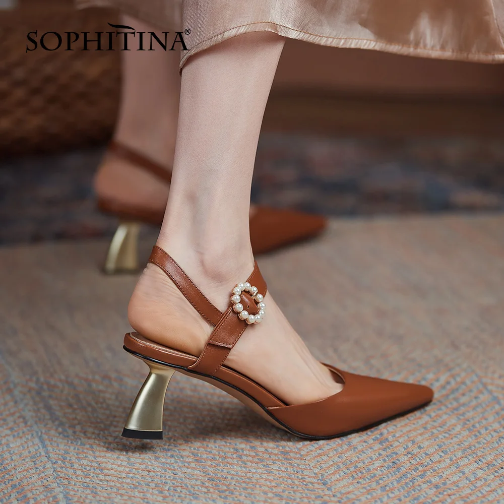 SOPHITINA Women Pumps Summer Casual Slingbacks Breathable Genuine Leather Pumps Buckle Strap Pearl New Commute Lady Shoes WO117
SOPHITINA Women Pumps Summer Casual Slingbacks Breathable Genuine Leather Pumps Buckle Strap Pearl New Commute Lady Shoes WO117