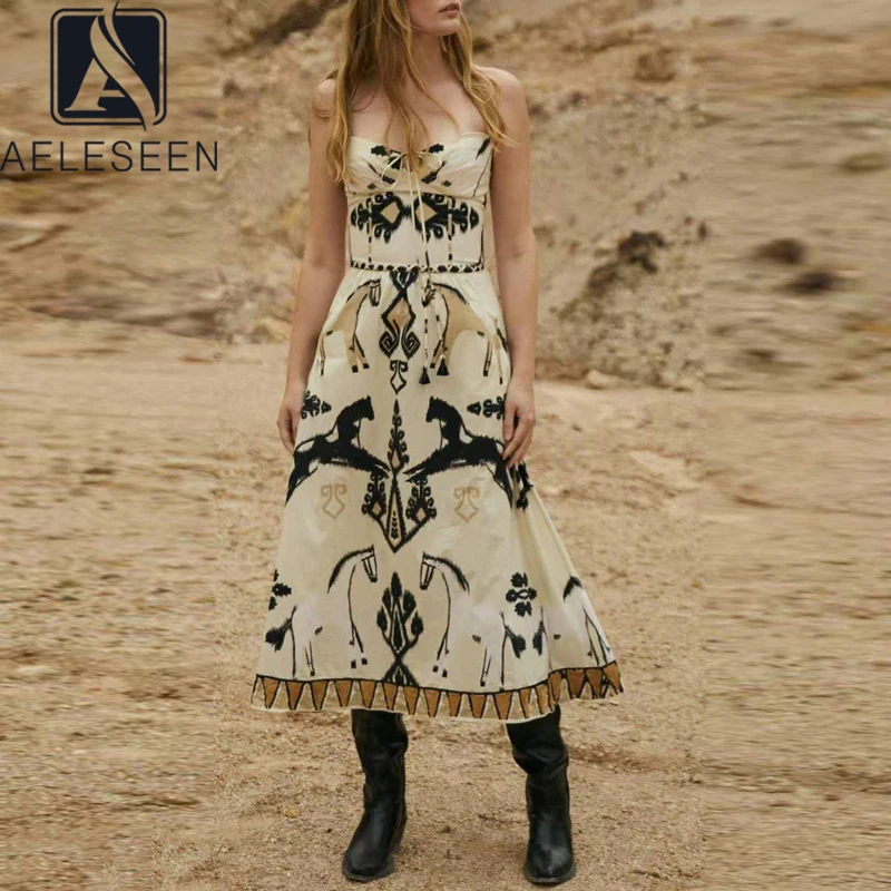 AELESEEN Runway Fashion Women Summer Dress Spaghetti Strap Horse Print Beige Blue Orange Long Ryffles Beach Dress Ladies
AELESEEN Runway Fashion Women Summer Dress Spaghetti Strap Horse Print Beige Blue Orange Long Ryffles Beach Dress Ladies