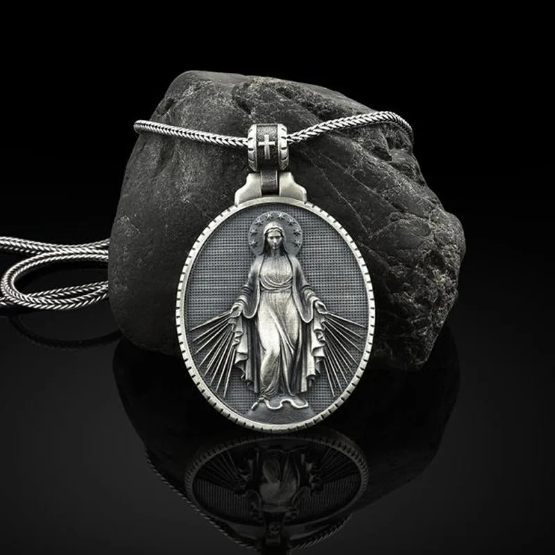 Religious Series Mens Vintage Virgin Mary Christian Pendant Necklace For Men Women Stainless Steel Necklace Faith Punk Necklaces
Religious Series Mens Vintage Virgin Mary Christian Pendant Necklace For Men Women Stainless Steel Necklace Faith Punk Necklaces