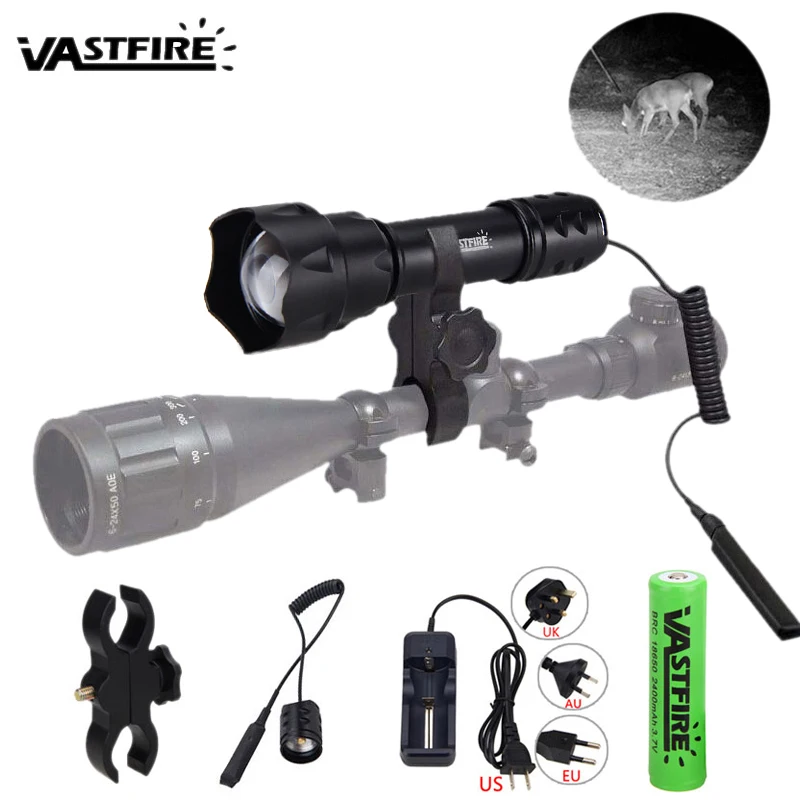 T20 850n IR Flashlight 400yard Zoomable Focus LED Flashlight Infrared Radiation Lantern Lamp Night Vision Torch+Pressure Switch
T20 850n IR Flashlight 400yard Zoomable Focus LED Flashlight Infrared Radiation Lantern Lamp Night Vision Torch+Pressure Switch