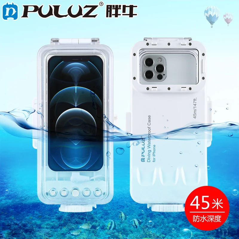 

PULUZ 45m/147ft Waterproof Case Diving Housing Photo Video Taking Underwater Cover Case PC Resist Corrosion for iPhone 12/13