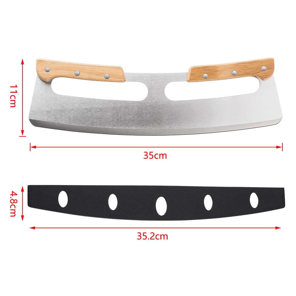 Pizza Cutter Rocker Stainless Steel With Double Wooden Handle 14 Inch Upgraded Sharp Pizza Slicer Knife Kitchen Accessories 
Pizza Cutter Rocker Stainless Steel With Double Wooden Handle 14 Inch Upgraded Sharp Pizza Slicer Knife Kitchen Accessories