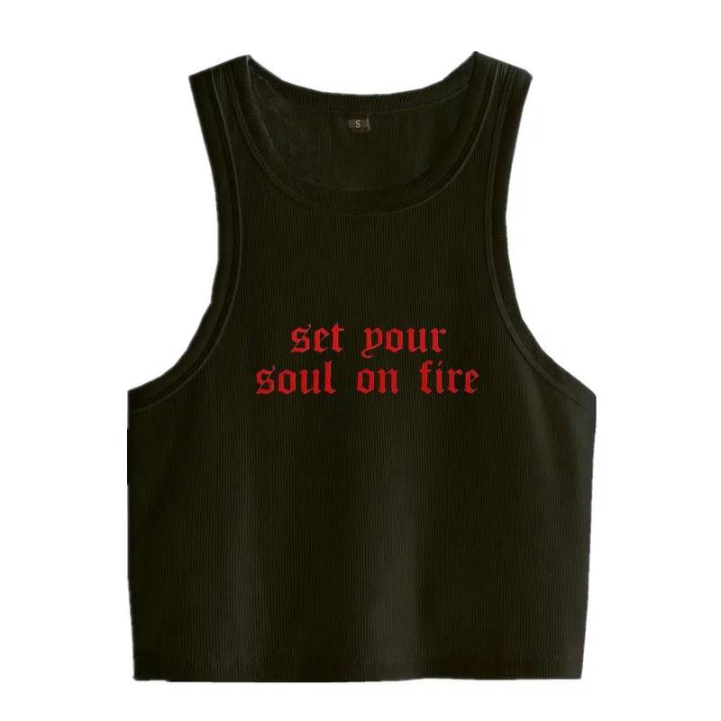 Hot Sexy Print Crop Top Women Summer Clothes Sleeveless Letter Tank Tops Gothic Street Style Croptop Cotton Black And White 90s 
Hot Sexy Print Crop Top Women Summer Clothes Sleeveless Letter Tank Tops Gothic Street Style Croptop Cotton Black And White 90s