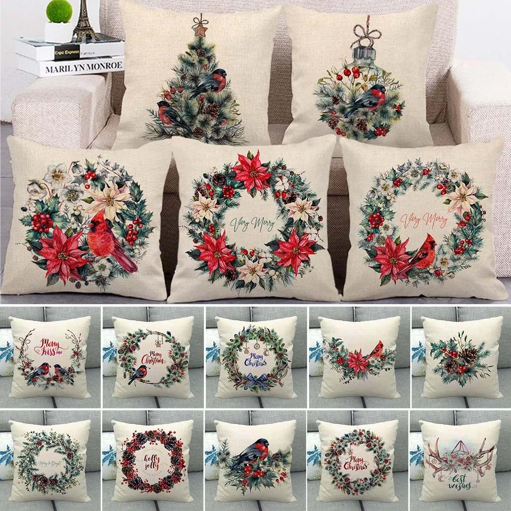 Christmas Cushion Cover Pillow Case Cotton Linen Xmas Home Sofa Throw Decor Letter Print Linen Pillow Cover 45x45cm
Christmas Cushion Cover Pillow Case Cotton Linen Xmas Home Sofa Throw Decor Letter Print Linen Pillow Cover 45x45cm