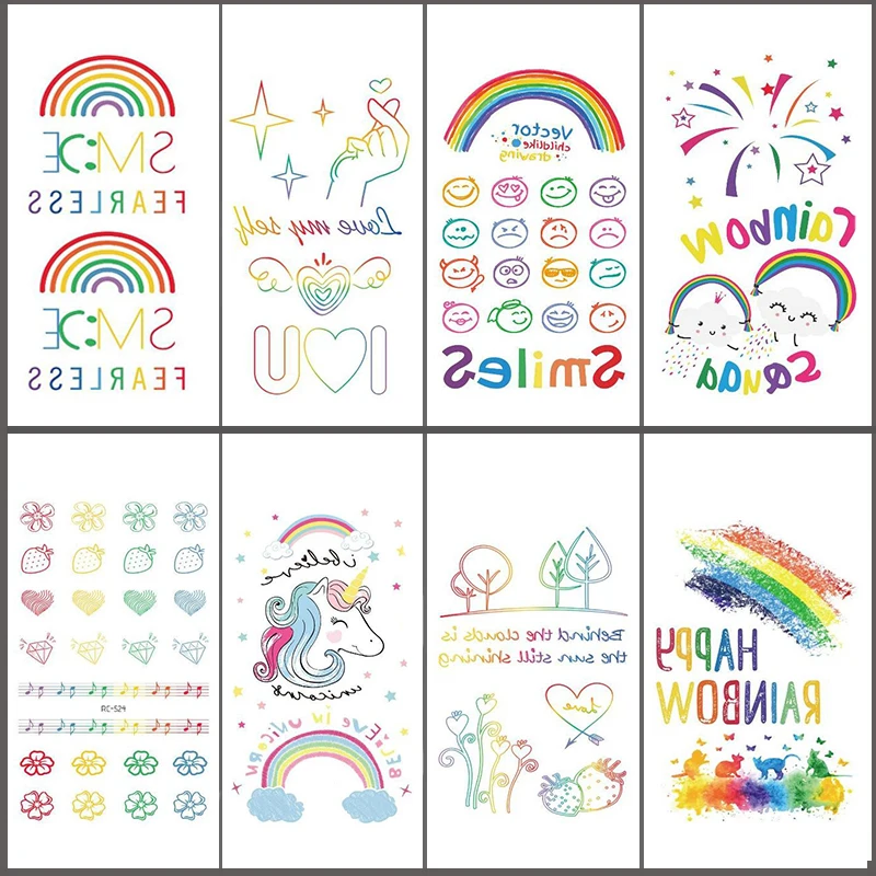 10x6 см временные маленькие милые радужные смайлики модные тату|tattoo baby|baby joybaby sac |