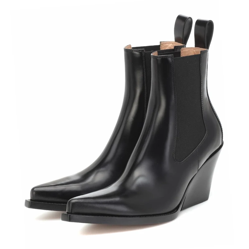 Chelsea Short Boots Women's Autumn Winter New High-heeled Pointed Toe Wedge Black Knight Boots Leather Thick Heel Ankle Boots
Chelsea Short Boots Women's Autumn Winter New High-heeled Pointed Toe Wedge Black Knight Boots Leather Thick Heel Ankle Boots