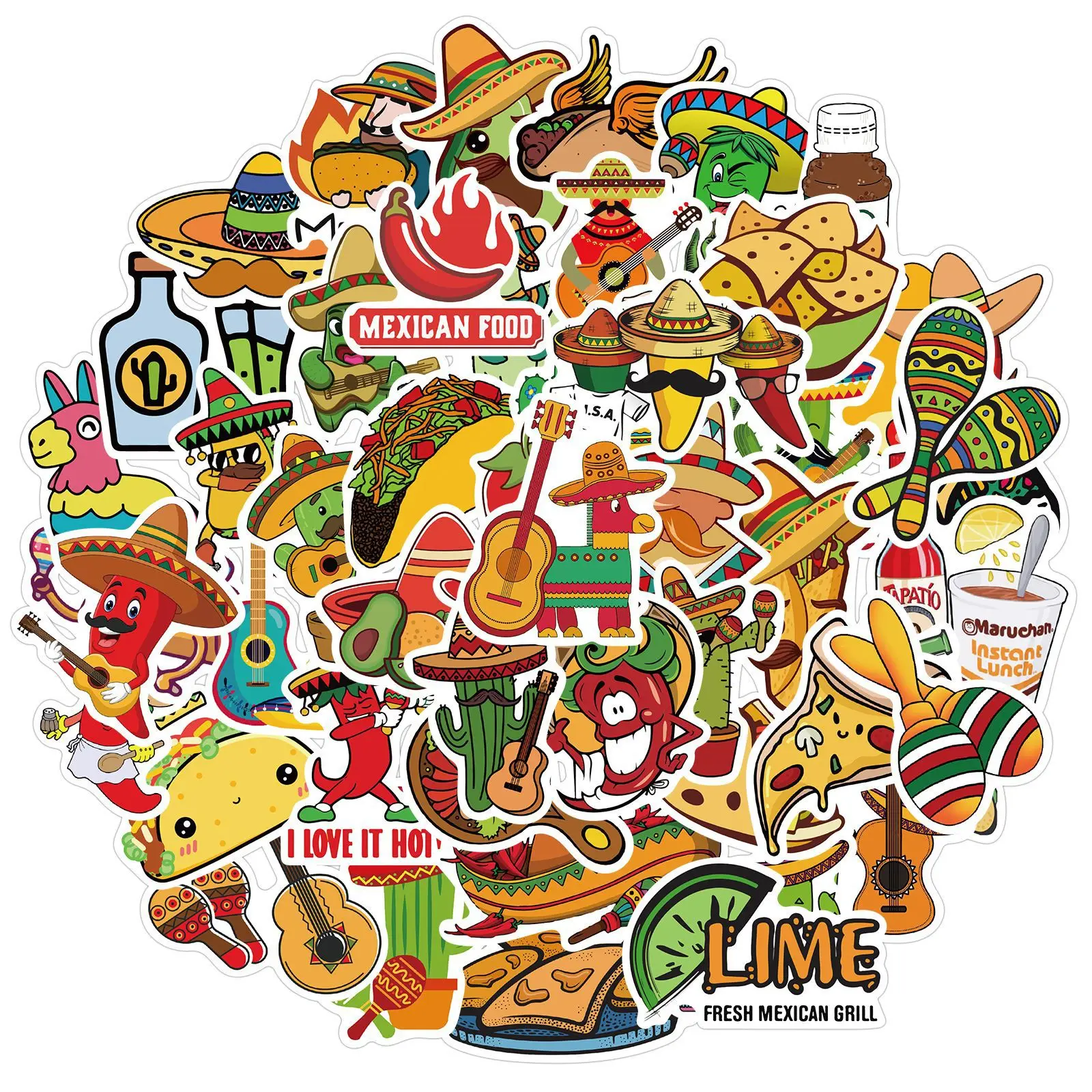 50pcs Mexican Food Taco Grill Stickers for Bottle Phone Motorcycle Guitar Graffiti Scrapbooking Stationery Decals Kids Gift Toys
50pcs Mexican Food Taco Grill Stickers for Bottle Phone Motorcycle Guitar Graffiti Scrapbooking Stationery Decals Kids Gift Toys