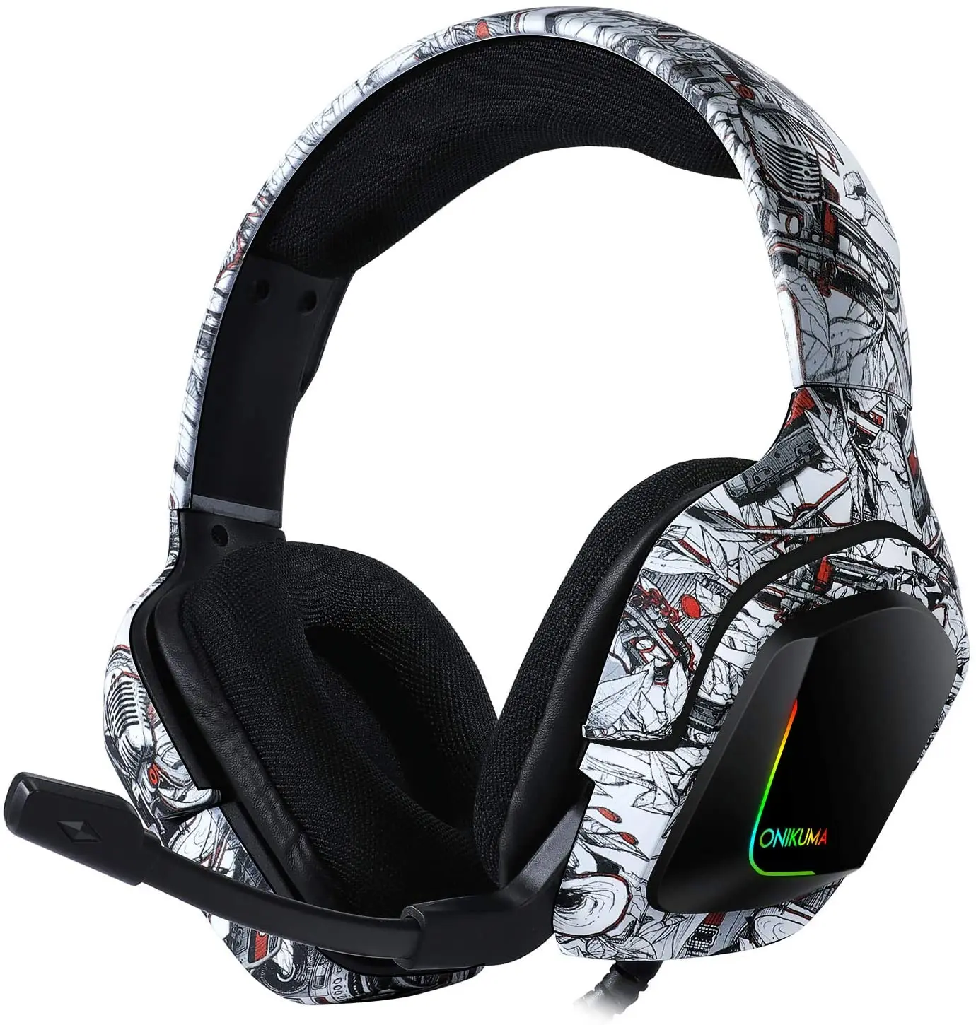 Onikuma K20 Camo Grey Gaming Headset with Surround Sound Over Ear Headphones for PC Computer Laptop with Mic,RGB,Volume Control
Onikuma K20 Camo Grey Gaming Headset with Surround Sound Over Ear Headphones for PC Computer Laptop with Mic,RGB,Volume Control