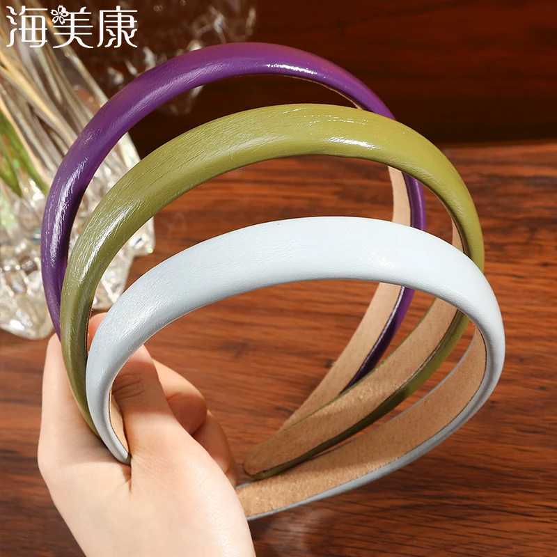 

Haimeikang Solid Color PU Faux Leather Headbands Women Hairband Hair Hoop Girl Fashion Simple Hair Bands Bezel Hair Accessories