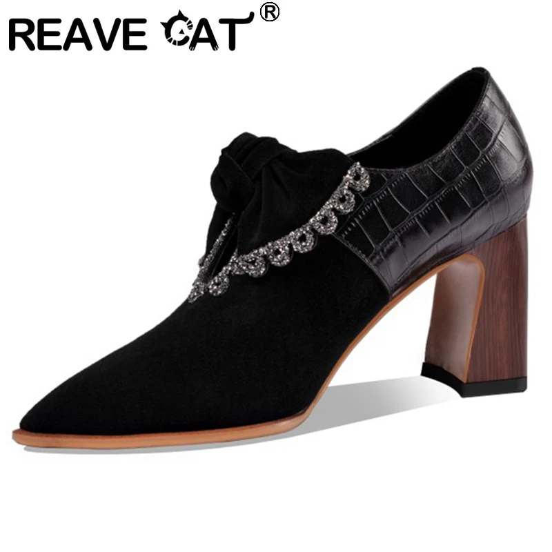 Женские туфли-лодочки с острым носком REAVE CAT, новые туфли из натуральной кожи на высоком деревянном каблуке 2021 см, лоскутные туфли с бантом и ...
Женские туфли-лодочки с острым носком REAVE CAT, новые туфли из натуральной кожи на высоком деревянном каблуке 2021 см, лоскутные туфли с бантом и ...