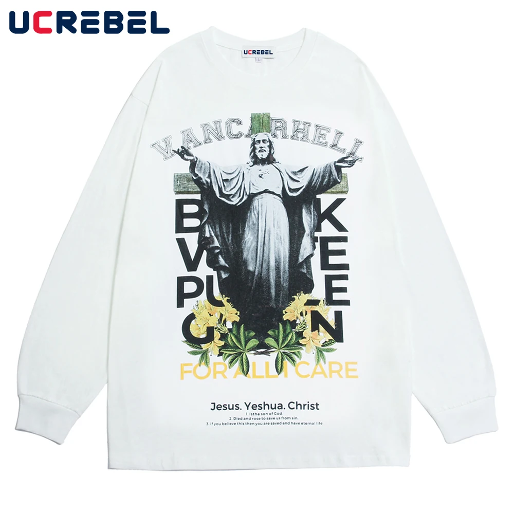 Jesus Cross Print Long Sleeve T-shirt Mens High Street Distressed Crew Neck Tee Streetwear Casual Loose T Shirt Men
Jesus Cross Print Long Sleeve T-shirt Mens High Street Distressed Crew Neck Tee Streetwear Casual Loose T Shirt Men
