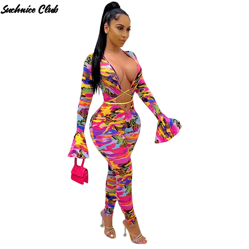 Sexy Hollow Tie Long Sleeve Camouflage Print Slim Jumpsuit European and American Women's Bodysuit
Sexy Hollow Tie Long Sleeve Camouflage Print Slim Jumpsuit European and American Women's Bodysuit