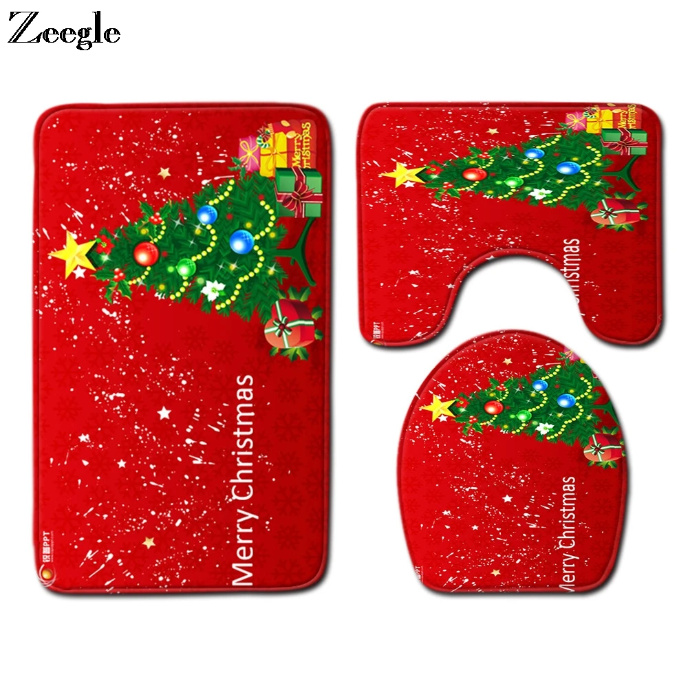 Christmas Bath Mat Set Bathroom Doormat Floor Carpet Anti-slip Shower Mat Absorbent Toilet Cover Seat Mat Toilet Pedestal Rug
Christmas Bath Mat Set Bathroom Doormat Floor Carpet Anti-slip Shower Mat Absorbent Toilet Cover Seat Mat Toilet Pedestal Rug