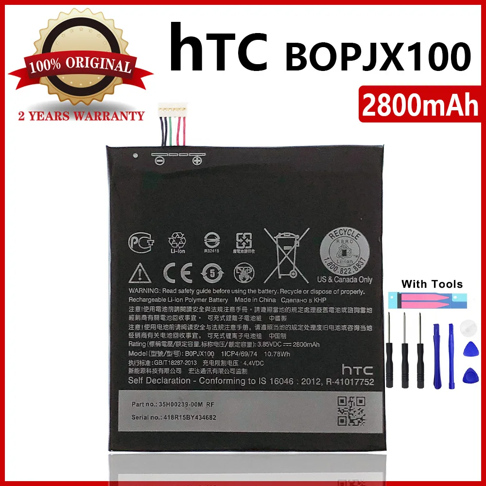 100% Оригинальный аккумулятор 2800 мАч B0PJX100 BOPJX100 (версия 728) для HTC Desire 728 Dual SIM LTE 728G с