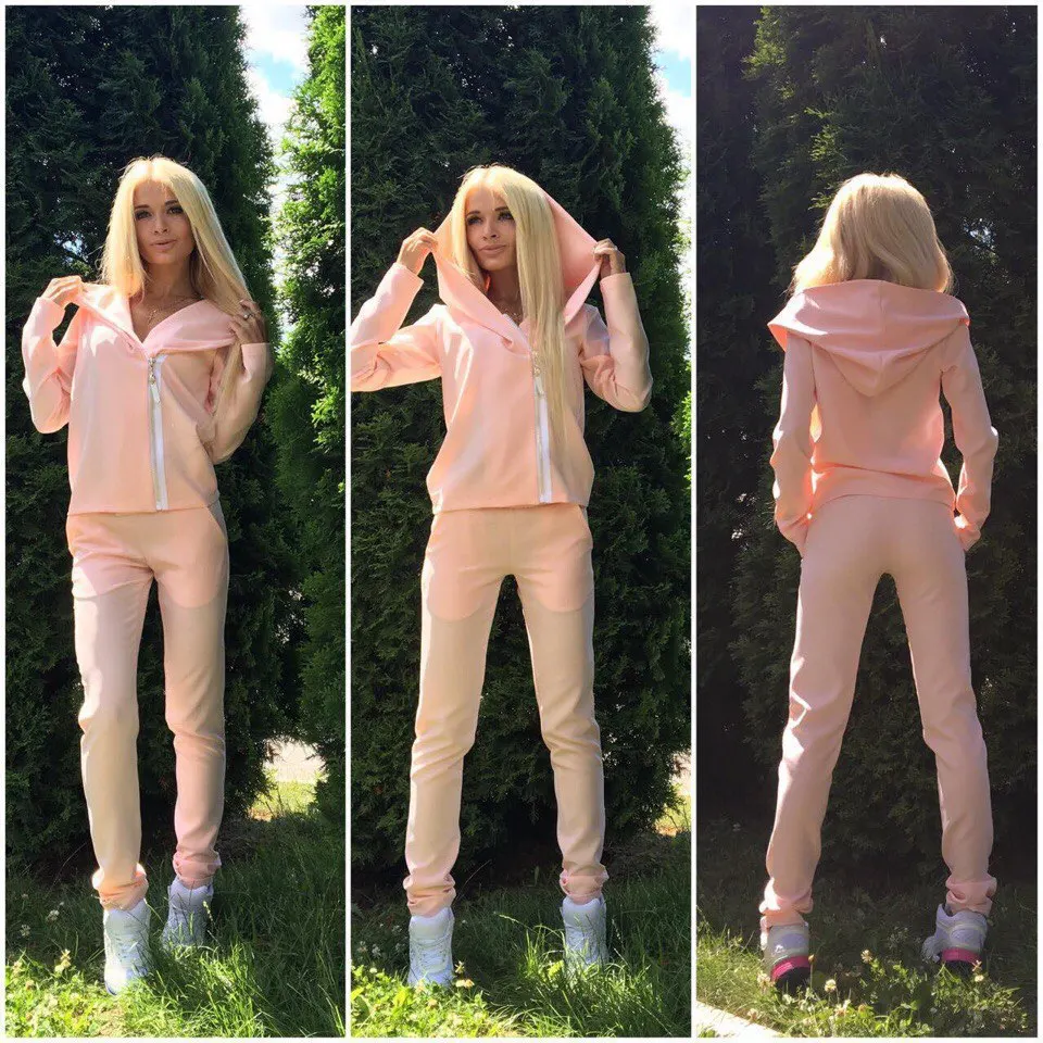 Black hoodies 2020 New Design Fashion Hot Sale Suit Set Women Tracksuit Two-piece Style Outfit Sweatshirt Sport Wear | Женская одежда