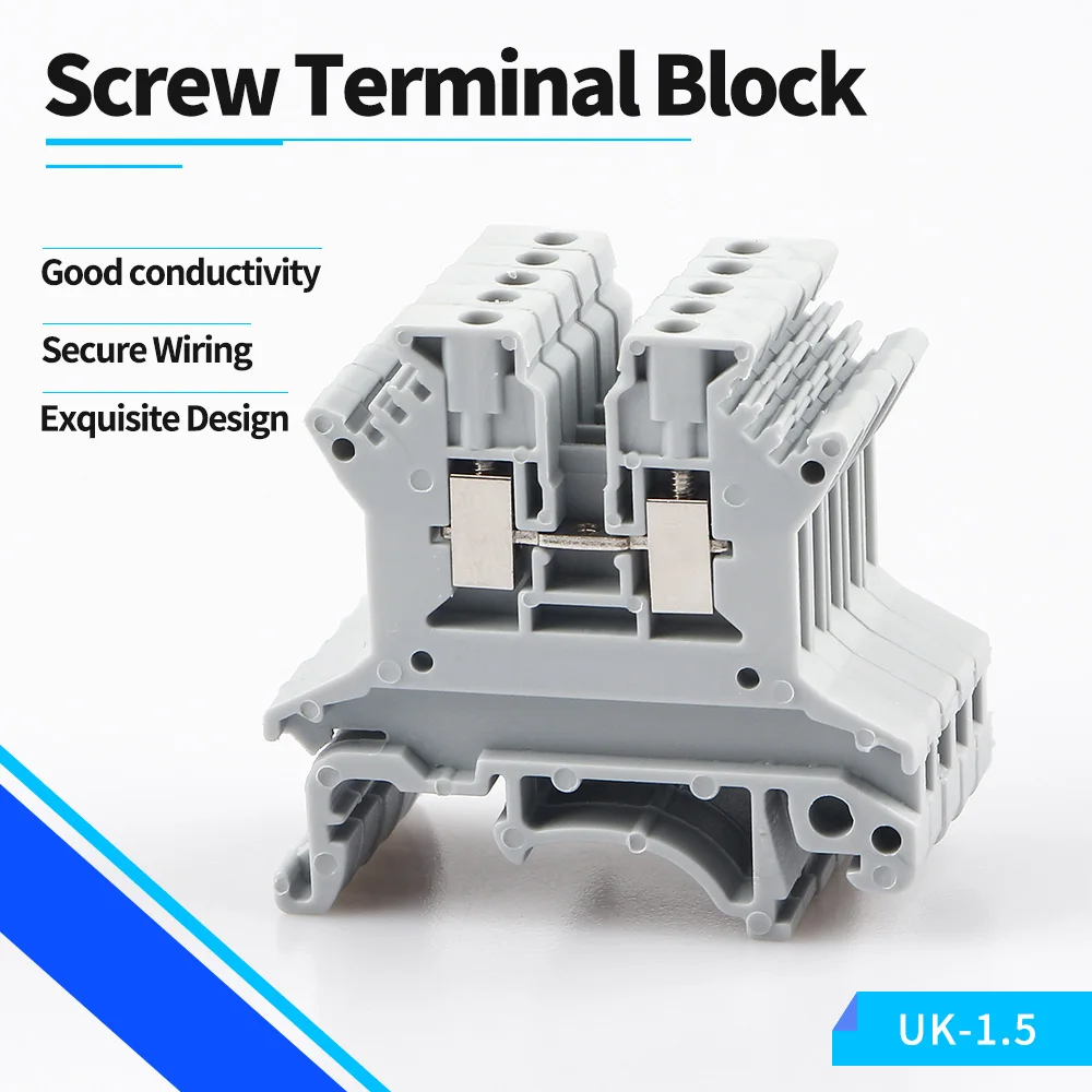 100pcs Wire Conductor Din Rail Terminal Block UK-1.5N Universal Screw Connection Wire Connector Block Terminal Strip Block 16awg
100pcs Wire Conductor Din Rail Terminal Block UK-1.5N Universal Screw Connection Wire Connector Block Terminal Strip Block 16awg