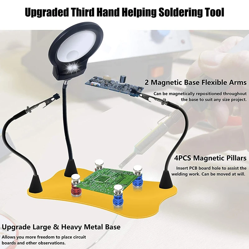 Magnetic Welding Assistant Bracket Third-Hand Welding Tool (Yellow) with Magnifying Glass and Lightweight
Magnetic Welding Assistant Bracket Third-Hand Welding Tool (Yellow) with Magnifying Glass and Lightweight