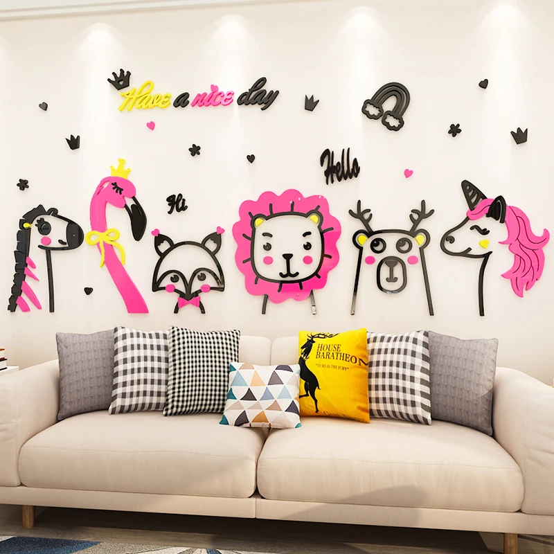 Brief strokes Cute Animal Acrylic 3D Wall stickers Cartoon bear lion Flamingo Children's room Kindergarten Classroom wall decor
Brief strokes Cute Animal Acrylic 3D Wall stickers Cartoon bear lion Flamingo Children's room Kindergarten Classroom wall decor